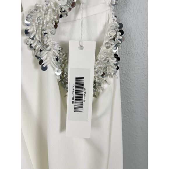 NWT JONATHAN SIMKHAI White Sandi Embellished Cut-Out Halter Dress - Picture 11 of 16